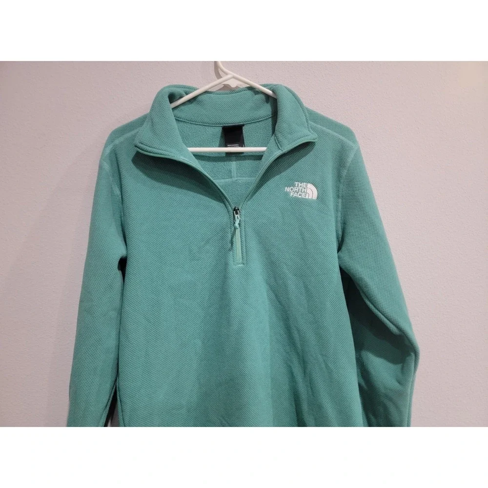 The North‎ Face Mens S Textured Mint Green Fleece 1/4 Pullover Jacket Sweatshirt